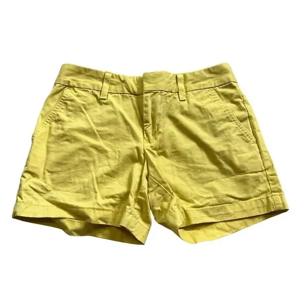 Tommy Hilfiger Women's Size 0 Bright Yellow Flat Front Chino Shorts - Picture 1 of 3